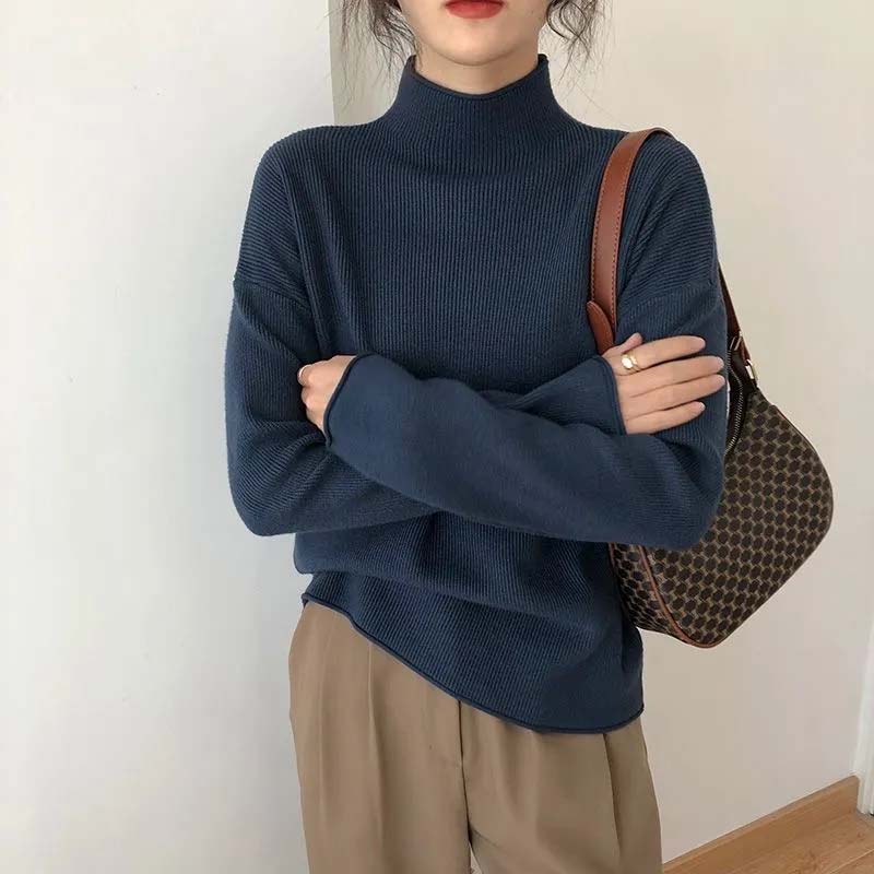 Knitwear Women's Sweater Half Turtleneck Loose All-match Top Bottoming Shirt Autumn and Winter