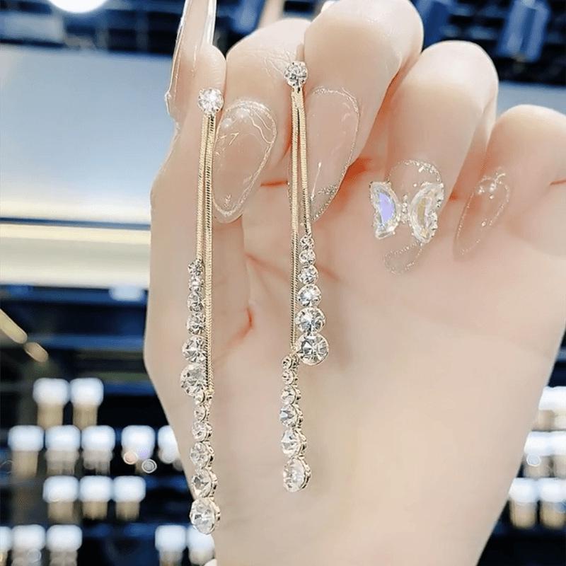 Elegant Crystal Tassel Earrings 2023: Chic 925 Silver Pins, Stylish and Unique Long Drop Design