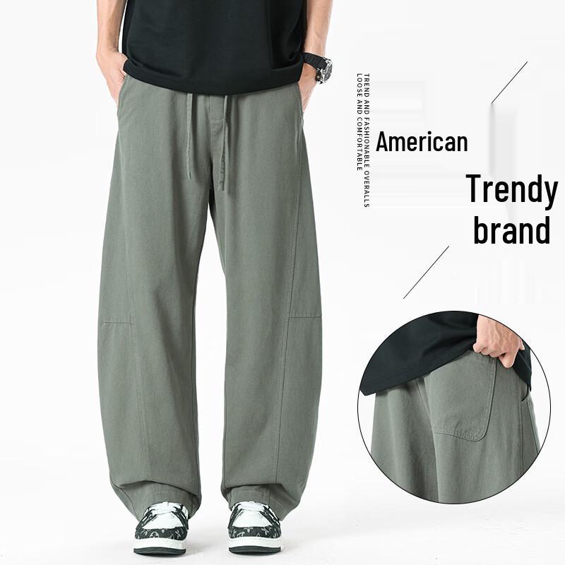 VUUG Men s Retro Loose-Fit Straight-Leg Cotton Pants 3XL