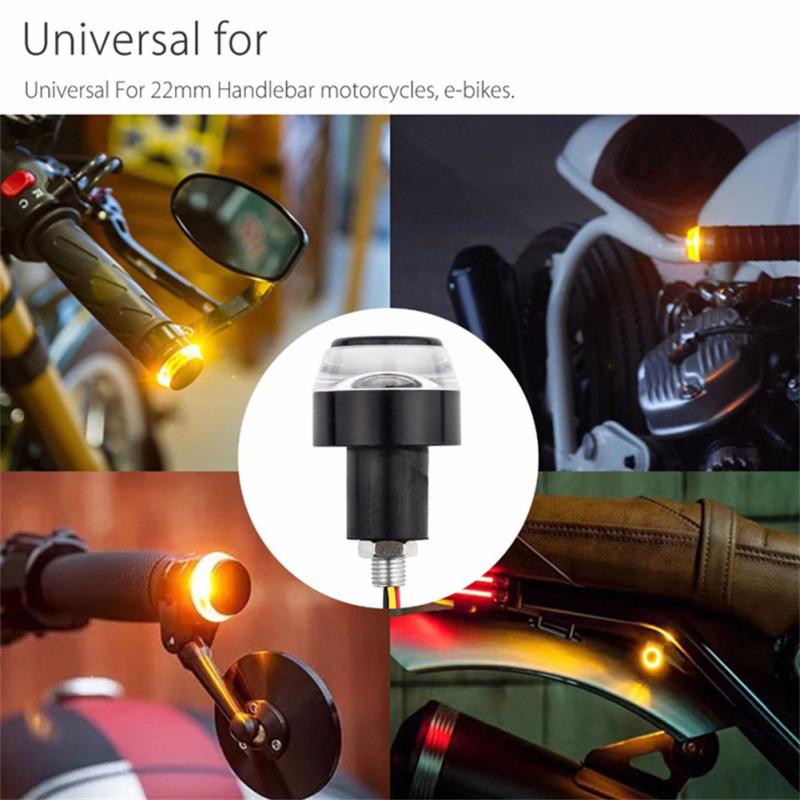 2pcs 12v Cnc Turn Signal Motorcycle Led Handle Bar End Blinker Flashing Lamp For 22mm Handlebar