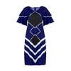 Women's Fashion Casual V-neck Flared Sleeves Large Size Printed Waist Slimming Short-sleeved Dress