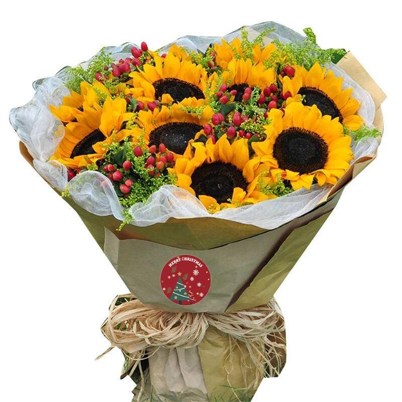 Roll of 500Pcs Classic Red Christmas Sticker Christmas Cards Gift Box Decorations Sealing Adhesive Label Xmas Supplies