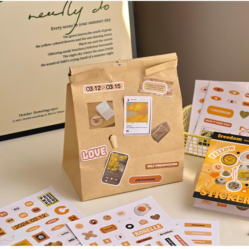 20 Sheets Mini Deco English Cutting-Free Handbook Daily Quotes Series Cut Film Sticker Book Diy Decorative Material Decals