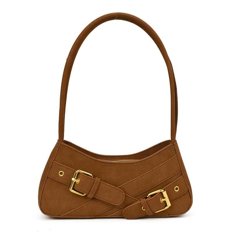 

Fashion high-end baguette armpit bag women s new niche locomotive bag portable versatile shoulder bag коричневый