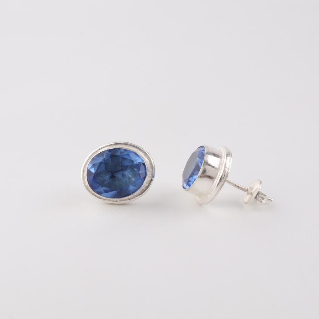 Tanzanite Gemstone 925 Sterling Silver Jewelry Handmade Stud Women Earrings 0.5" EE-178-13