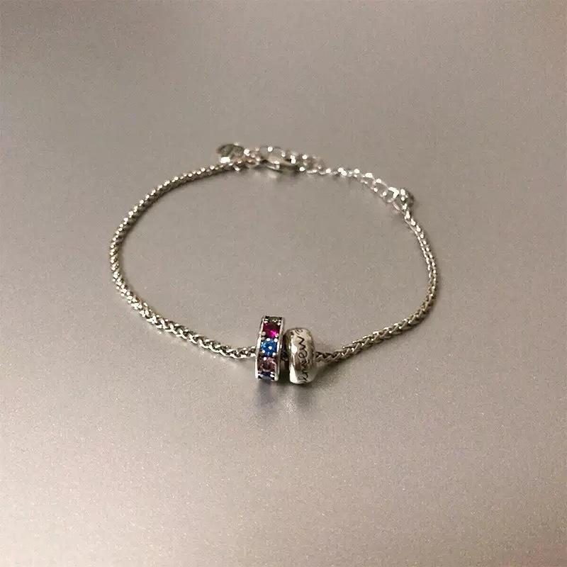 Романтика Первый Цветной Круг Двойное Кольцо Ретро Ожерелье - Женский Нишевый Дизайн, Винтажные Ручные Украшения