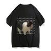 European Sizes Funny Fashion Meme Sad Crying Cat Print Casual Comfort T-Shirt, Breathable Polyester, 2D Heat Transfer Print