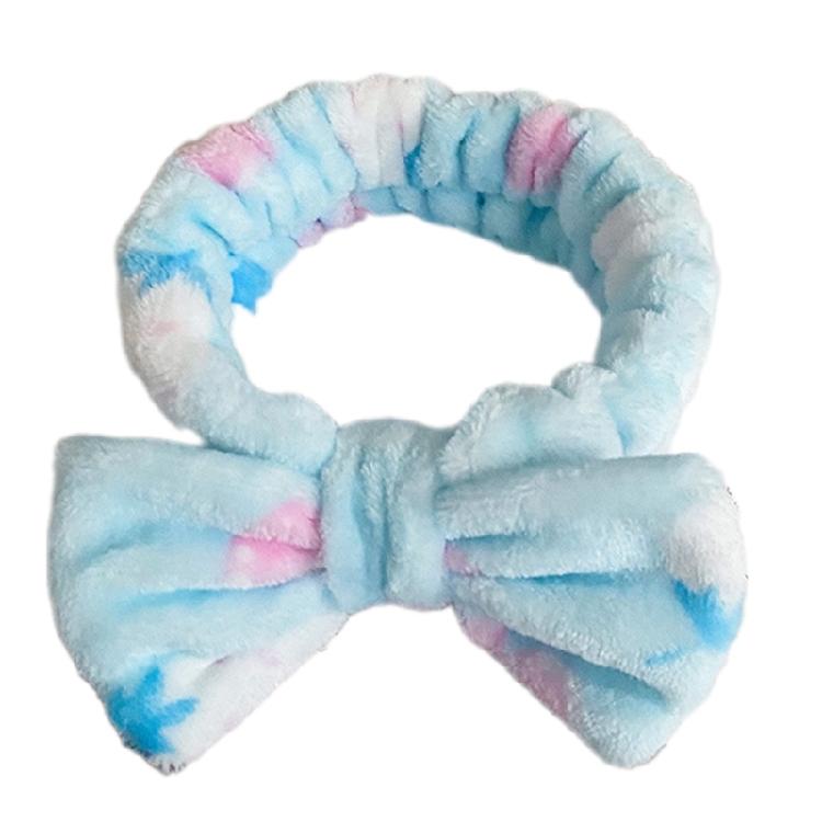 Fun Plush Bowknot Spa Headbands Elastic Hairband For Female Everyday Wear Hair Styling Accessories Makeup Hair Band