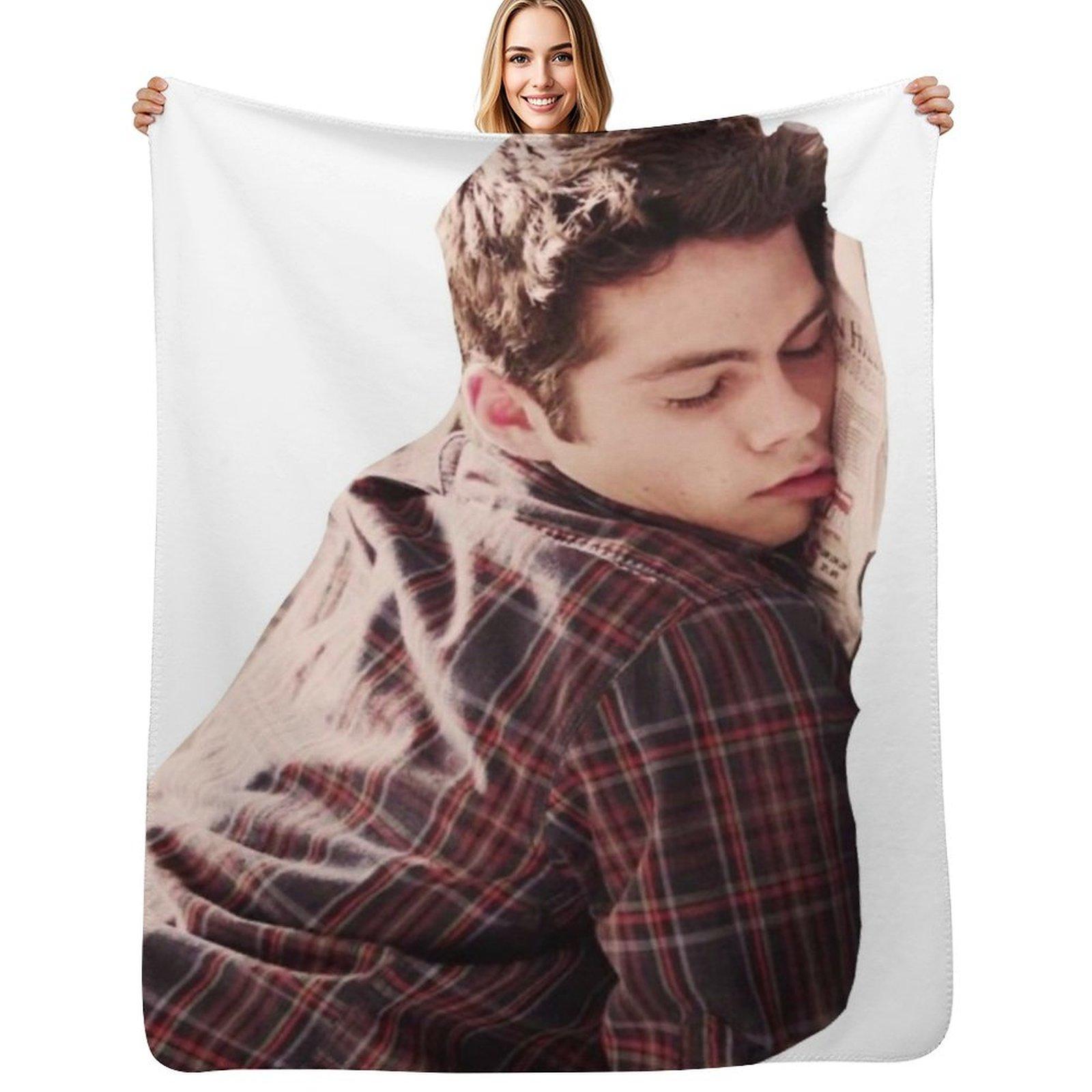 Cute Dylan O’Brien Napping Throw Blanket Lightweight Warm Blanket for Travel Camping Size: 75*100cm, Weight: 230 GSM