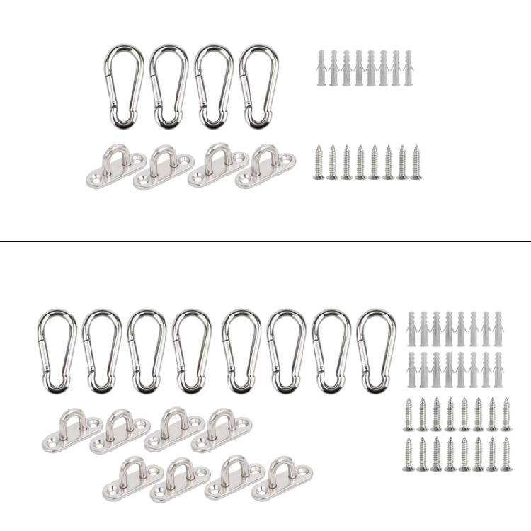 Marine Grade Stainless Metal Eye  Plate Hook Set Secure Yoga Fixation Plate Long Buckles for Yoga & Hammock Installation