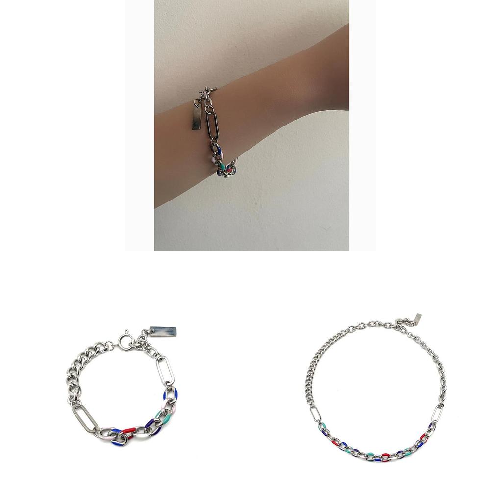 Geometric Stainless Steel Chain Necklace And Bracelet For Men And Women