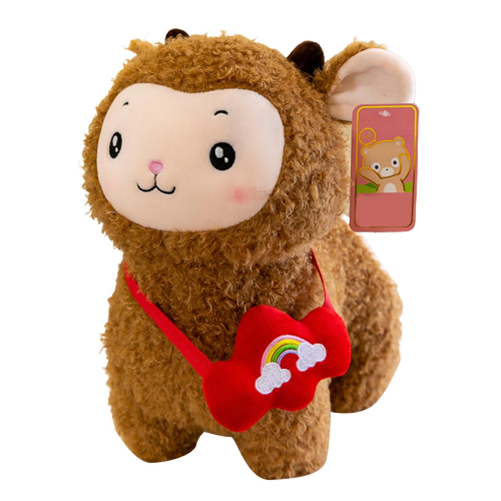 

Adorable Sheep With Bag Plush Doll Soft Stuffed Toy Kid Hugging Pillow Gift 30cm коричневый