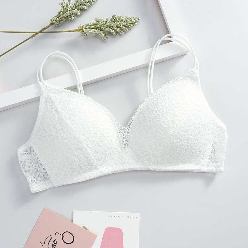 Soutien-gorge Femme Sexy Dentelle Bralette Florale Sans Armatures Bonnets A B Lingerie Sexy Doux Couleur Unie Soutien-gorge