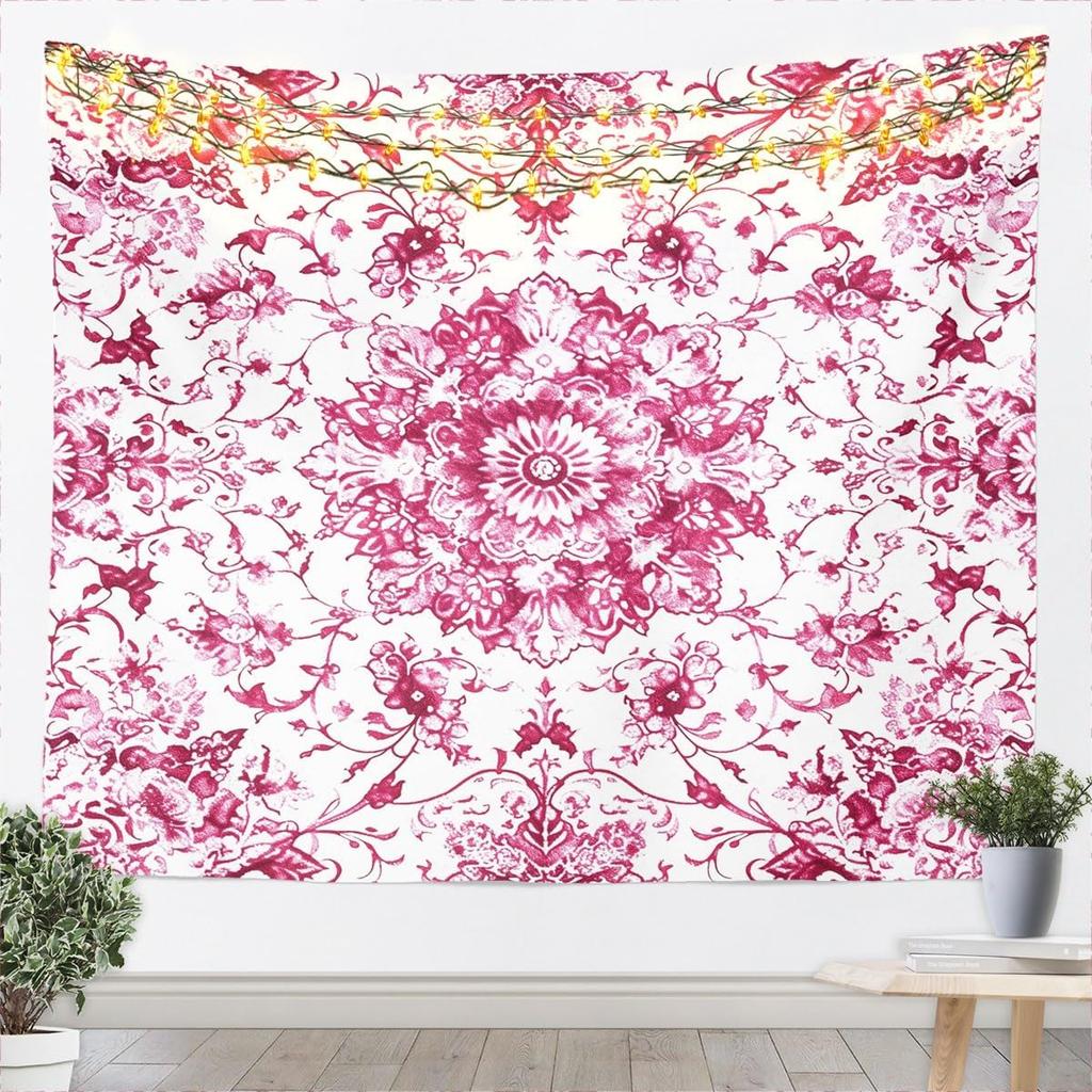 Kids Black White Wall Hanging Blanket for Boys Girls Teens Antique Victorian Baroque Wall Art Breathable Gothic Vintage Floral