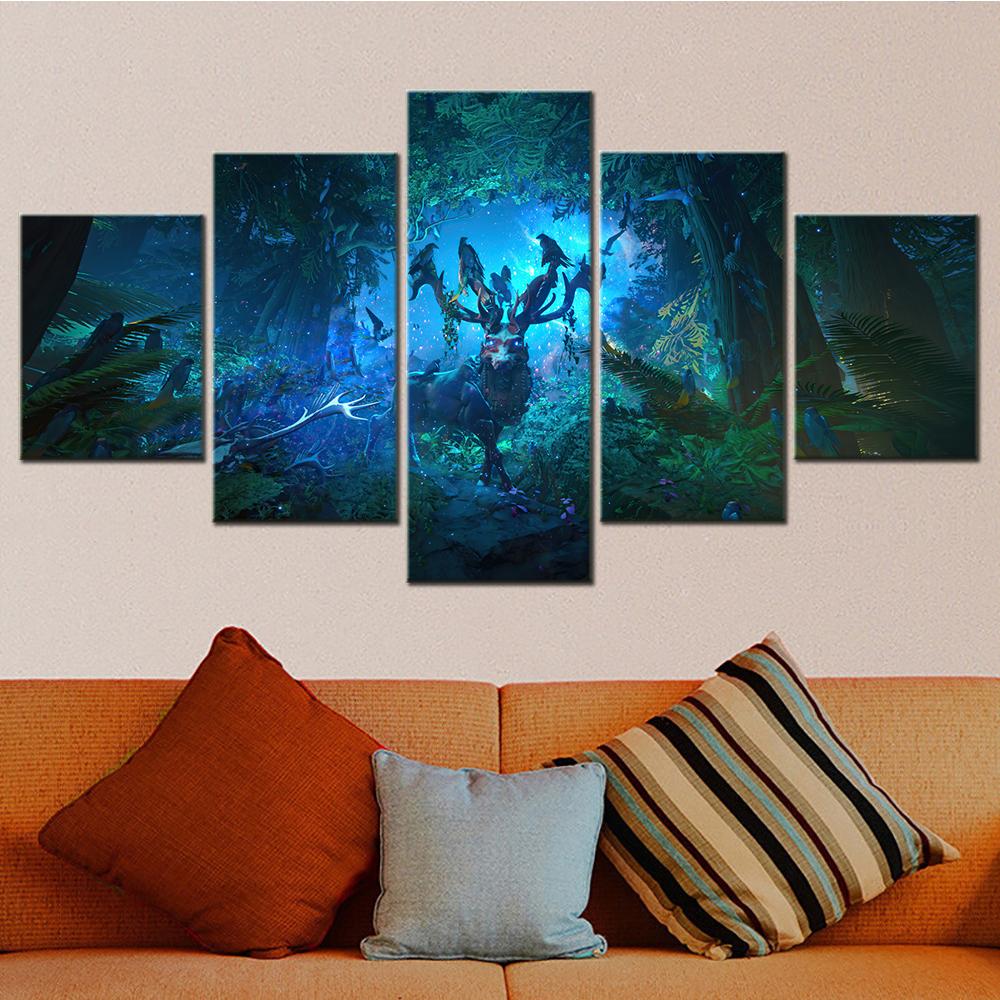 

Fantasy Forest Deer Animal Wall Art Canvas Set - Nature Home Decor Modular Paintings for Living Room Decoration Interior Poster 20X35 20X45 20X55cm