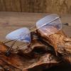 Frameless Sandalwood Titanium Glasses with Flat Lenses, Myopia-Compatible, W0006