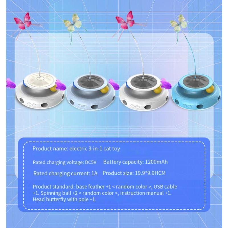 3-in-1 Electric Cat Toys Self Hi Teaser Cat Stick Automatic Cat Teaser Cat Carousel Teaser Cat Toys Cat Toys Interactive