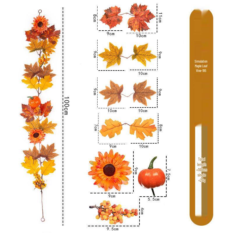 1m Autumn Maple Leaf Rattan Wall Hanging Decoration