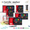 12-60 Cores Caneta Marcadora de Tinta Acrílica Ponta Pincel Marcador de Tinta Para Pintura em Pedra Madeira Tela Pedra Presente de Natal Artesanato DIY