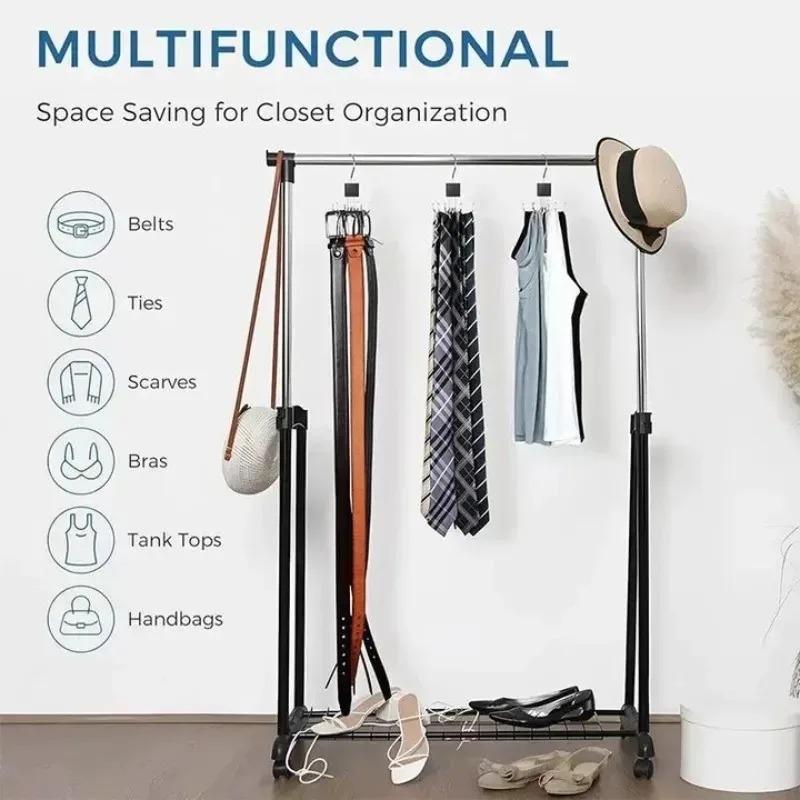 360° Rotatable Multi-Claw Storage Coat Hook Multifunctional Clothes Rack for Belt Bra Tank Top Tie Scarf Purse Hanger Organizer