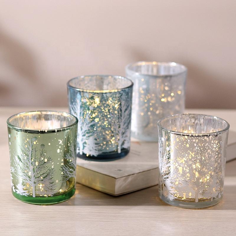Glass Jars Candle Holders Round Cylinder Ceramic Candle Lantern Holder for Table Decoration