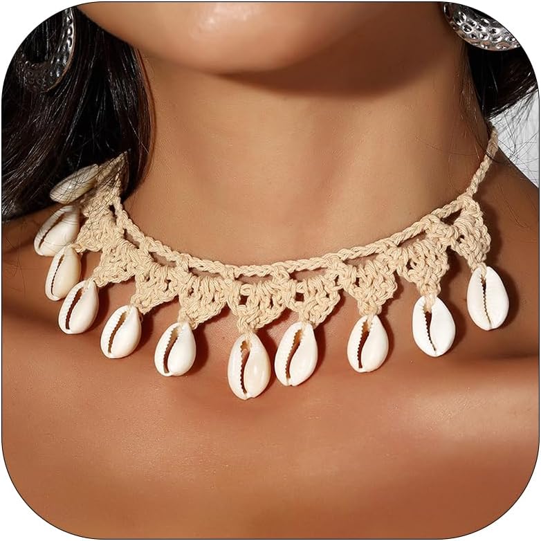 YANCHUN Shell Necklace Beach Jewelry for Women Sea Shell Necklace Layered Gold Shell Charm Necklaces Summer Outfits for Women Beach Fashion