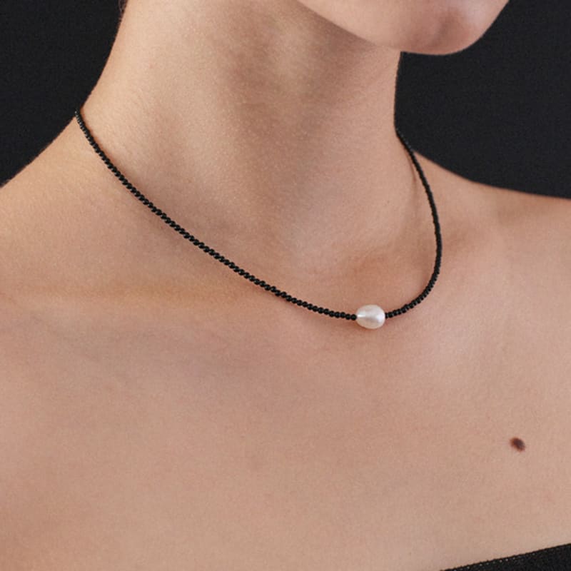 Another Layer Noir Pearl Necklace (silver925)