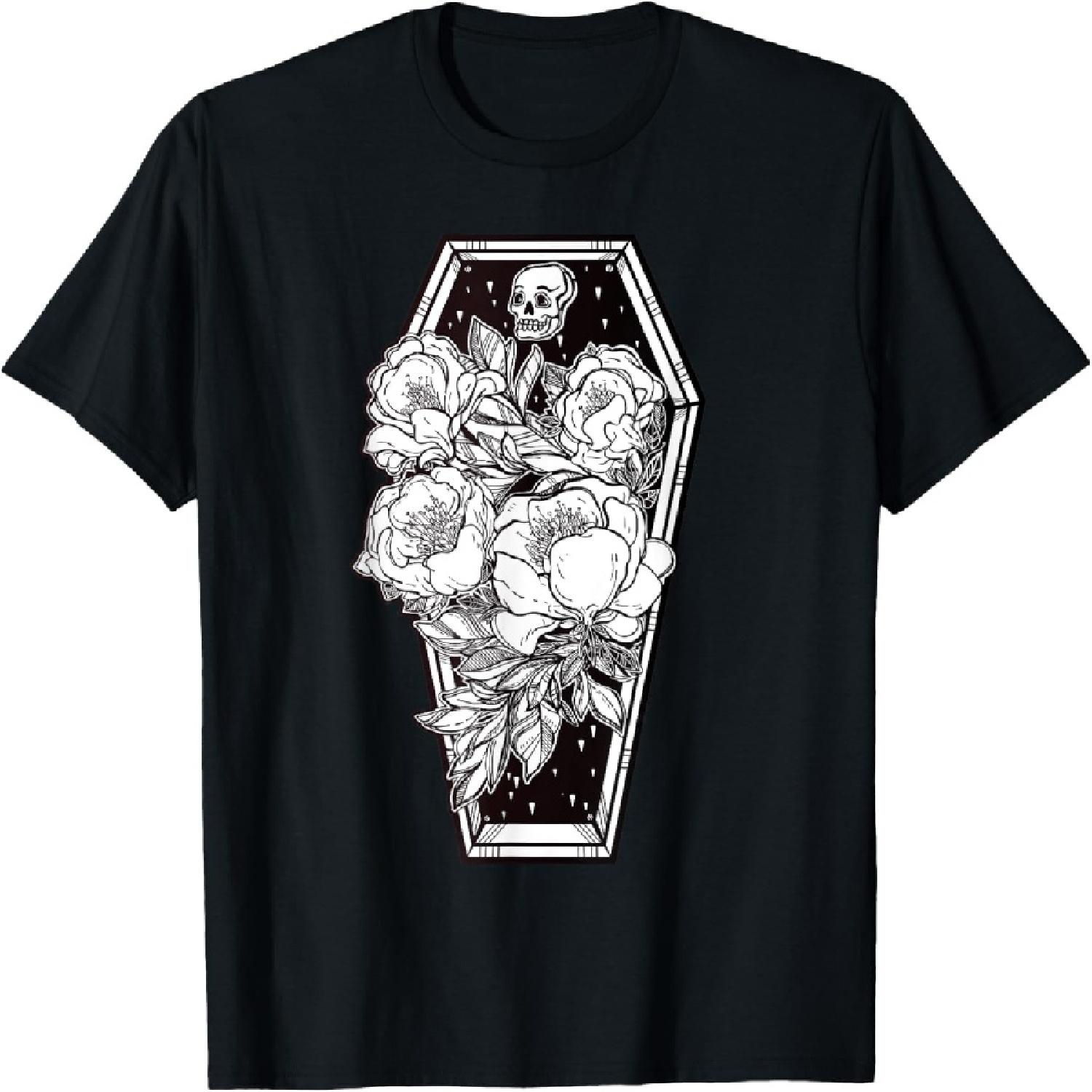 Floral Spooky Halloween Tshirt - Grave and Roses Occult Tee T-Shirt XXXXXL разноцветный