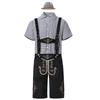 Men's Oktoberfest Outfit: Plaid Shirt, Denim Overalls, and Hat