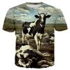 Funny Cow Pattern T-Shirt For Men Cute Animal 3D Printed T Shirts Summer Breathable Loose O-Neck Unisex Tops Short Sleeve Tees