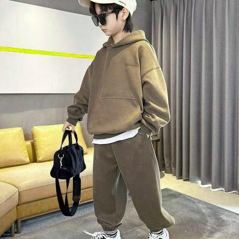 Set di abbigliamento primaverile per ragazzi, set sportivo alla moda con felpa e pantaloni della tuta, due pezzi, trendy