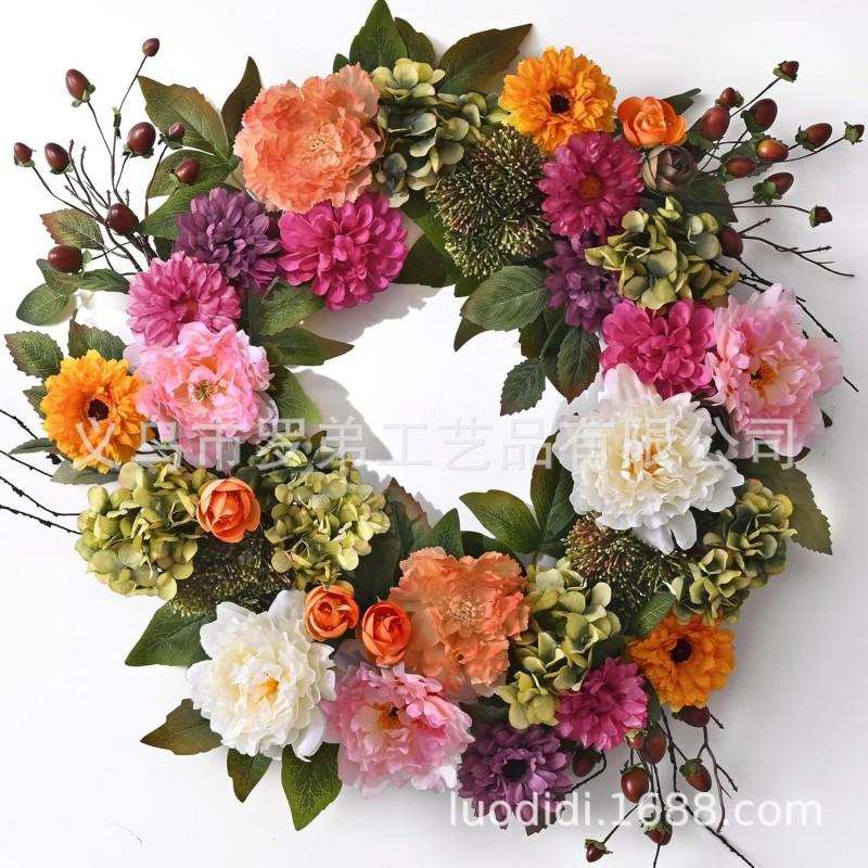 Easter Wreath Decor With Artificial Daisies Sunflowers Door Wall Hanging Home Party Decoration
