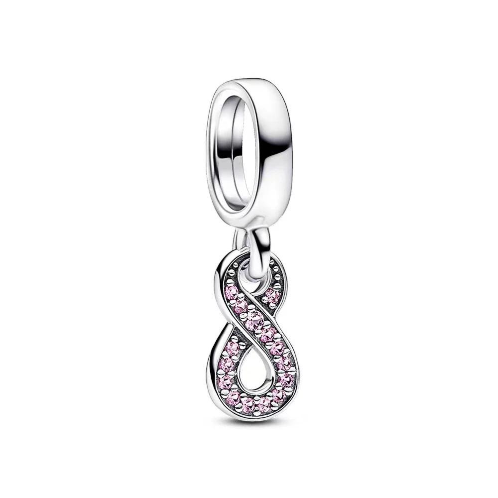 S925 Silver Lollipop Coffee Pot Charm Beads with Love Lock Key for DIY Women Bracelet Jewelry Boutique