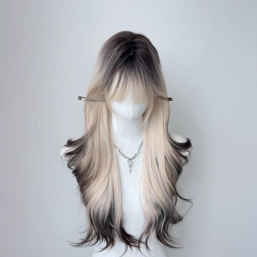 

Gothic Gradient Burst Dye Long Curly Synthetic Wig for Women Mine Style Fake Hair Wig