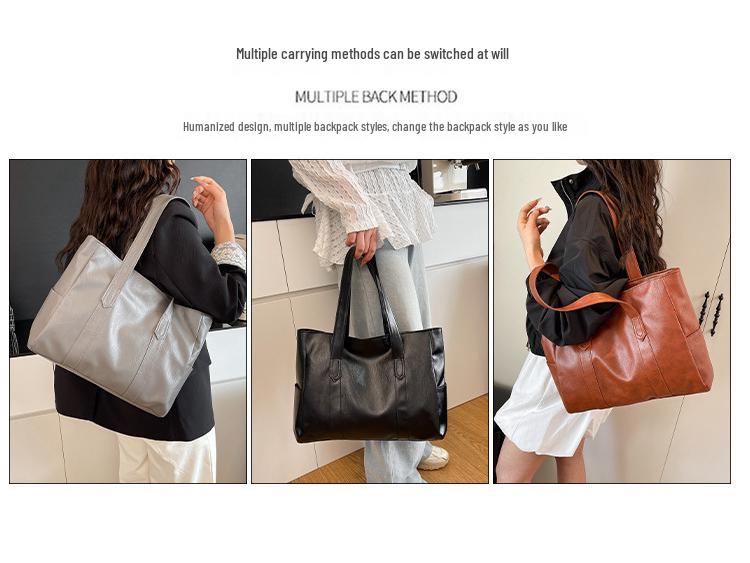 Large Women's Versatile Korean Style Tote Shoulder Handbag - Soft, Trendy & Spacious