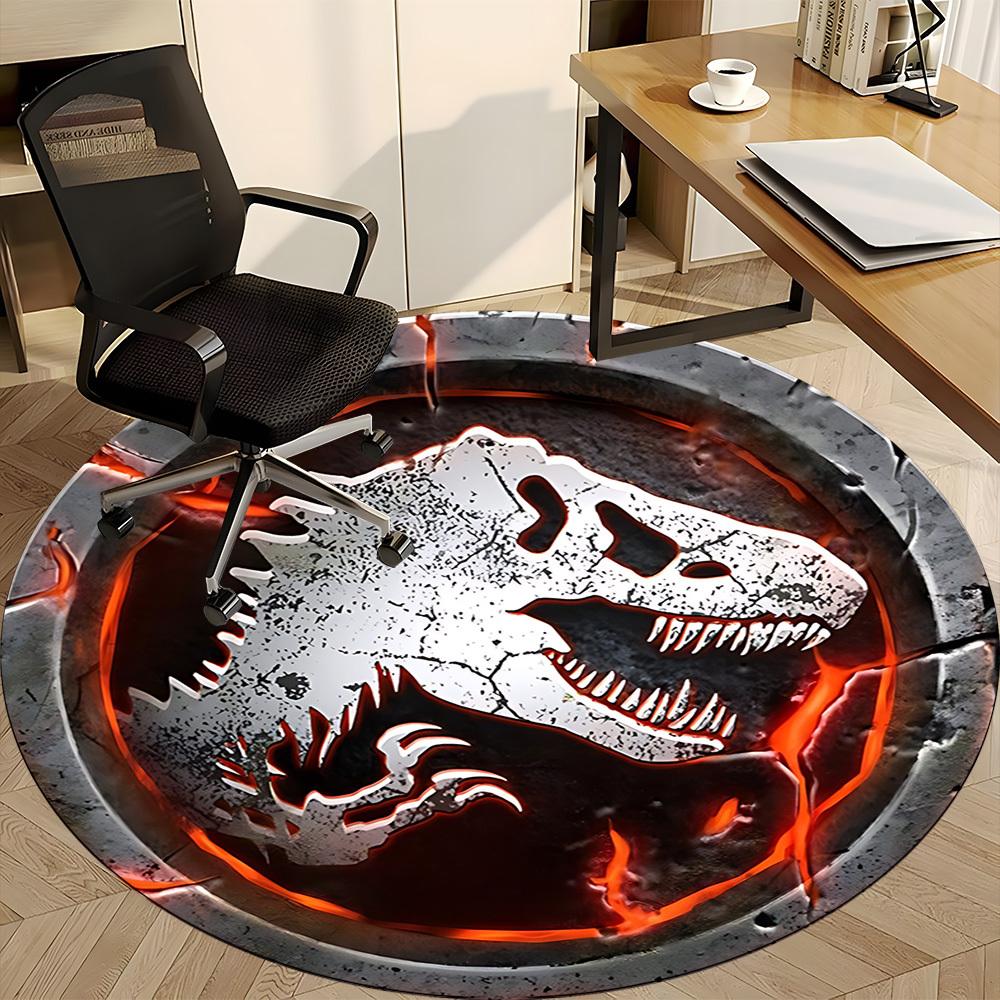 1pc Dinosaur Skull Chair Carpet for Office - Indoor Non-Slip Washable Polyester Fiber Carpet, Soft Comfortable Mat For Office Yy250928067