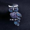 Creative Design Cartoon Owl Couple Broochs for Women Men Charm Full of Crystal Animal Pins Wedding Bride Jewelry Accessory Gift