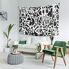Wandteppich mit Graffiti-Motiv in Schwarz-Weiß – Ästhetische Wanddekoration für Wohnzimmer, Schlafzimmer und Zuhause