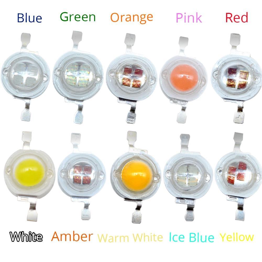 10Pcs 5W High Power Chip Light Bead Emitter Warm White White Yellow Green Pink Red 45MIL 2 2 7V 180-550LM  380NM 6500K LED Bulb