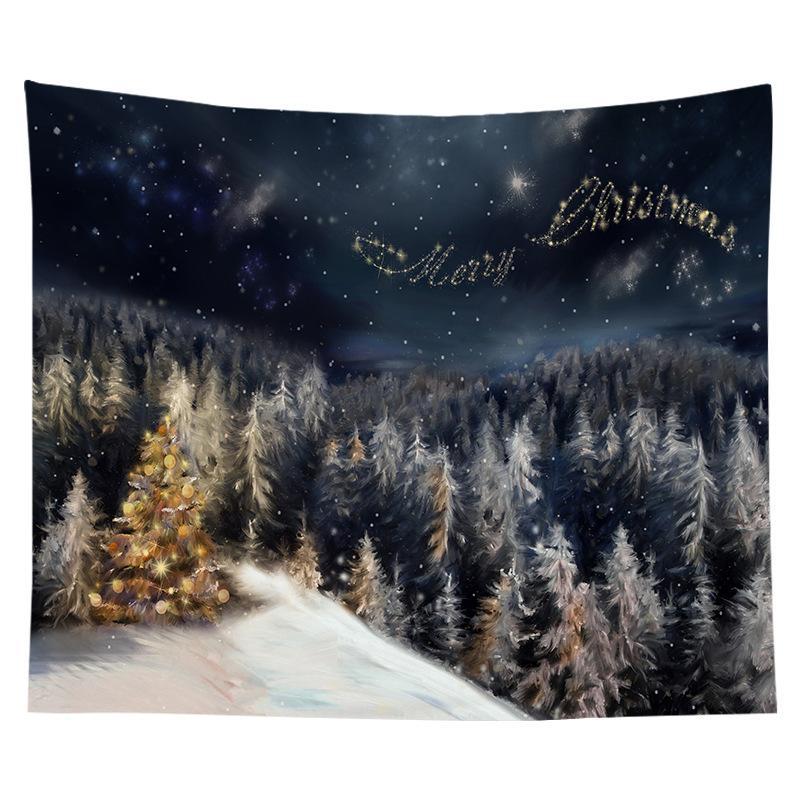 Nordic Christmas Tapestry Watercolor Christmas Tree Print Bedside Hanging Cloth Bedroom Background Cloth