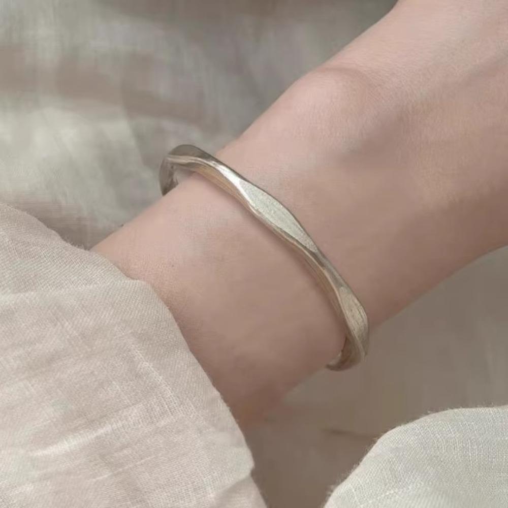Ancient matte silver plain ring bracelet light luxury niche exquisite stacked bracelet women's model