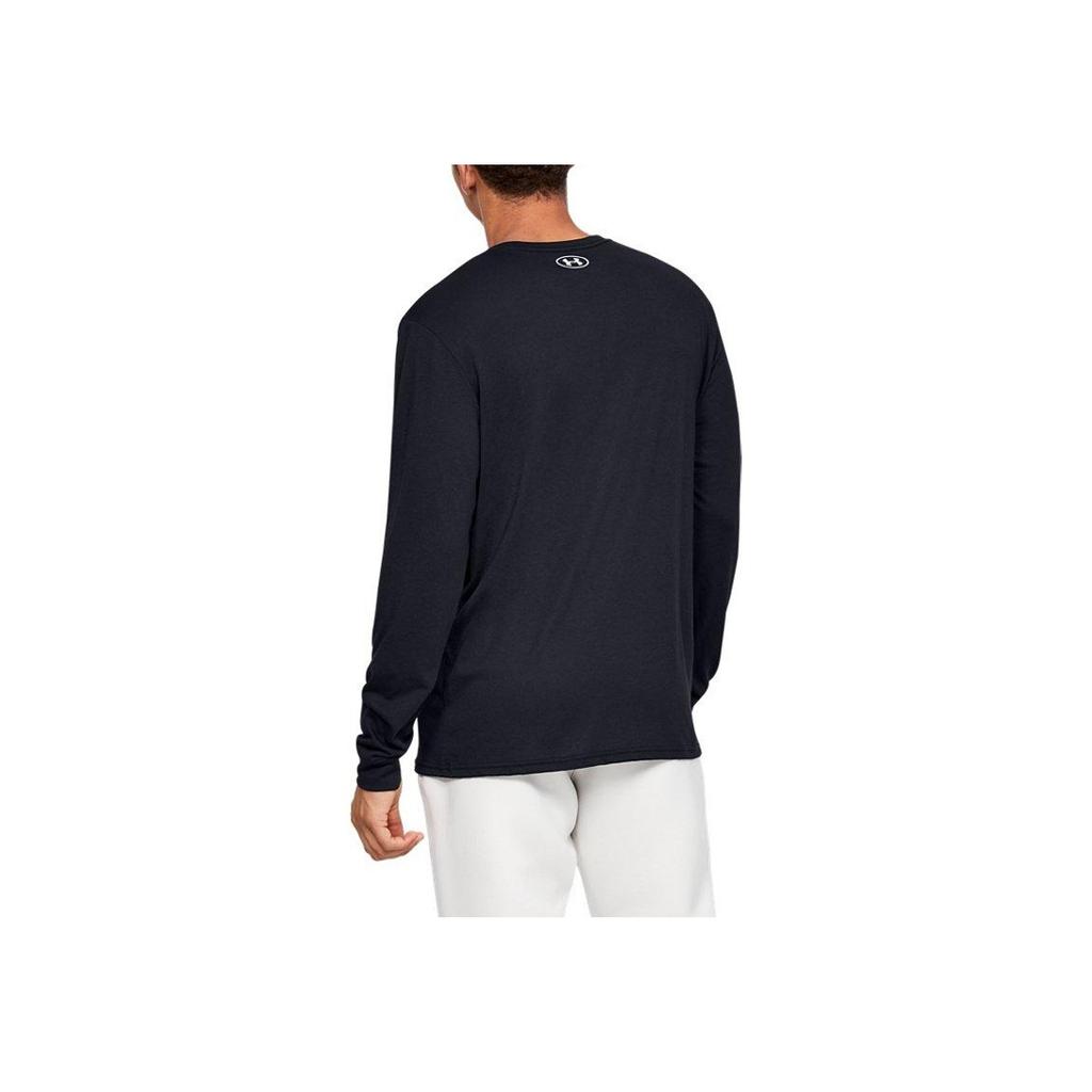 Under Armour Męski T-shirt z długim rękawem i okrągłym dekoltem z połową logo, Góra, Czarny 1351624-001