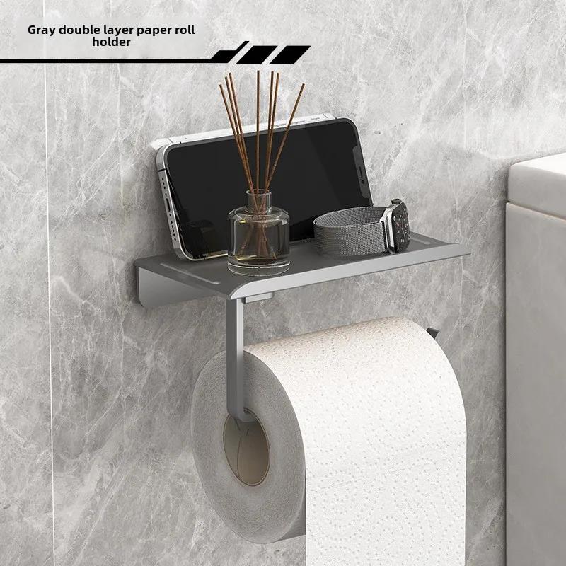 No Punching Toilet Roll Holder Self Adhesive In Bathroom Tissue Paper Holder Plastic Finish Easy Installation Paper Roll Holder