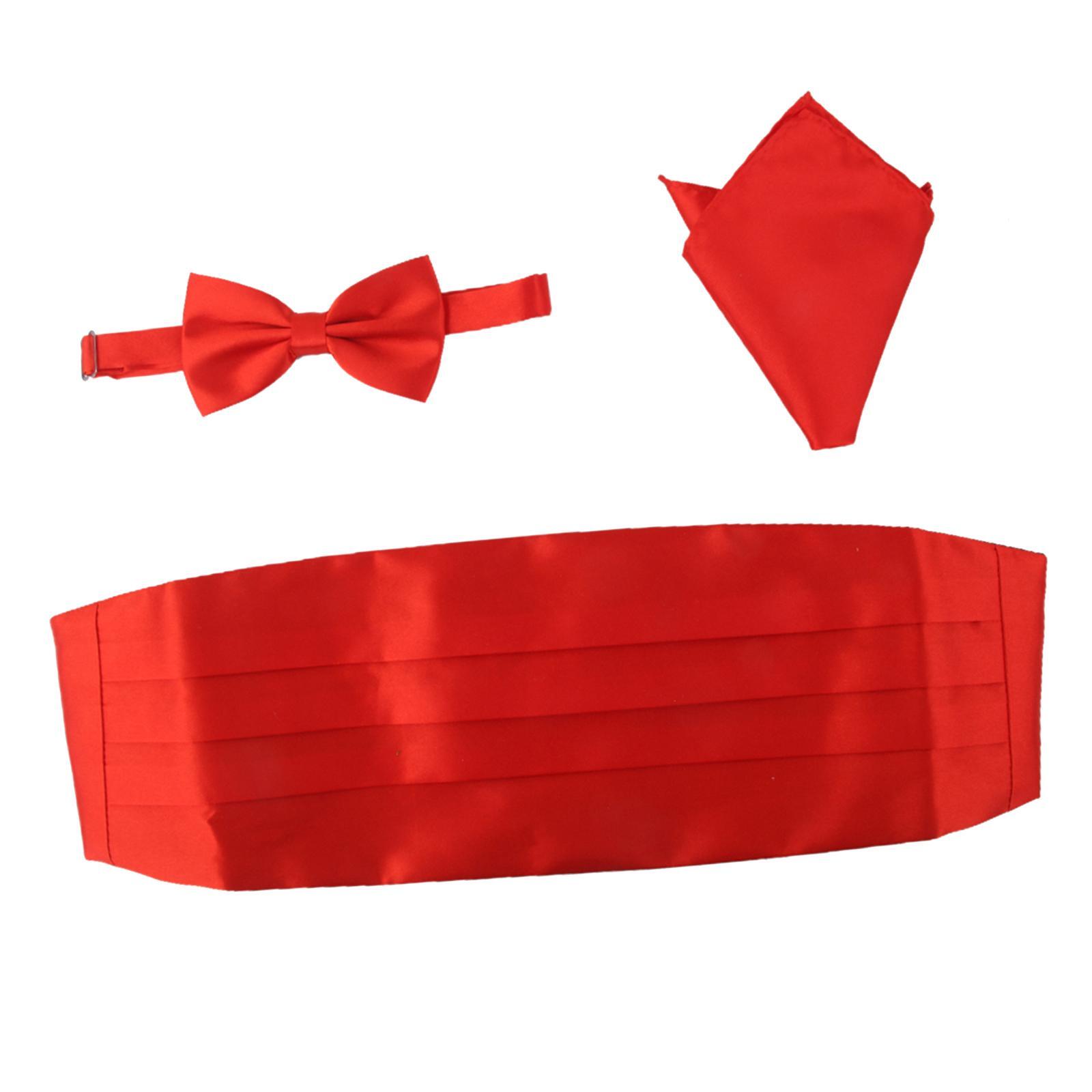 

3шт мужской атласный галстук-бабочка, камербанд, носовой платок, белый