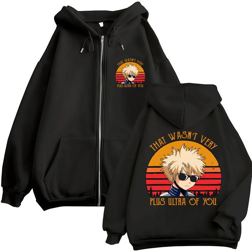

Anime My Hero Academia Katsuki Bakugo Zip Up Hoodies Men Women Harajuku Vintage Manga Sweatshirt Oversized Jackets S