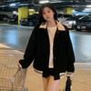 Women's Cotton Baseball Jacket: Autumn/Winter Korean Style, Loose Fit, Color Block, Thickened Lapel, Fashionable and Lightweight.