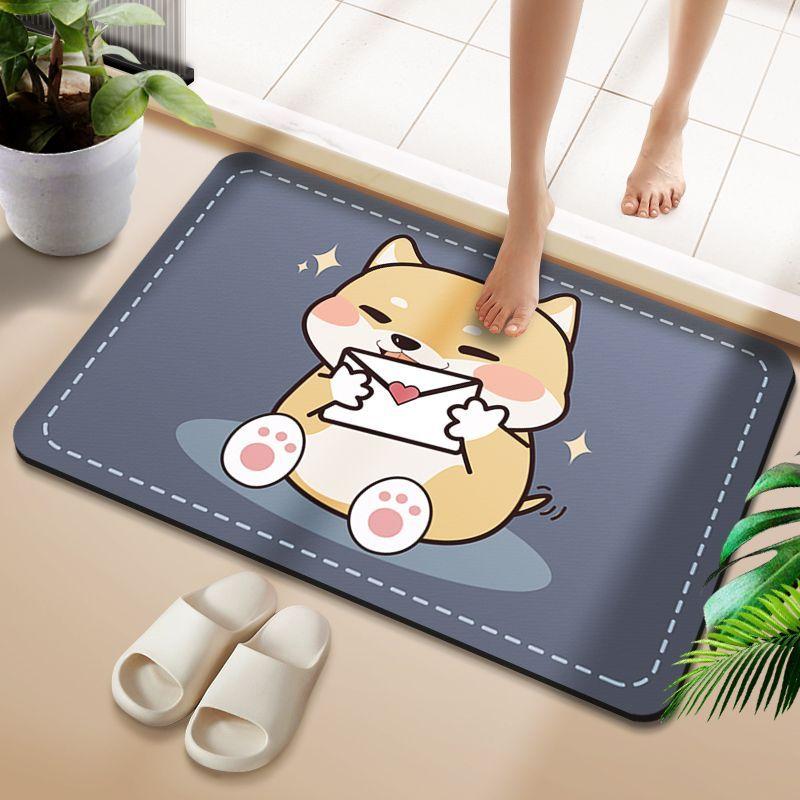 Bathroom diatom mud absorbent floor mat non-slip absorbent quick-drying foot mat shower room bathroom door cushion can be cut