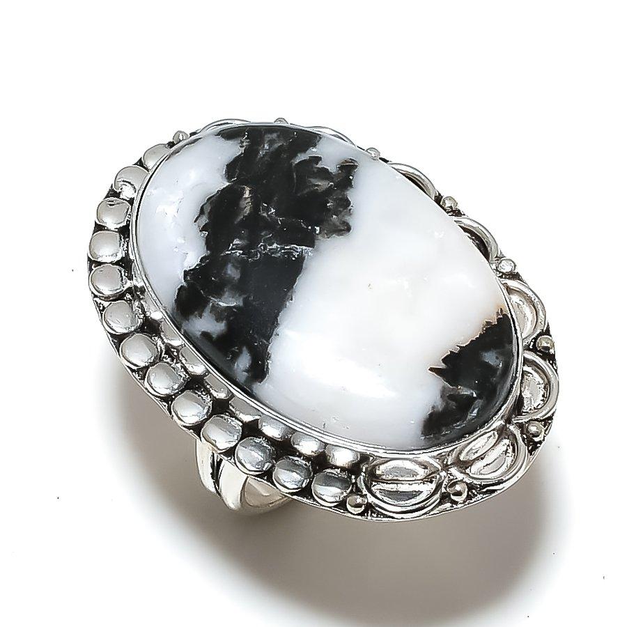 Zebra Jasper Gemstone 925 Sterling Silver gift Jewelry Ring Size 10 v0P80