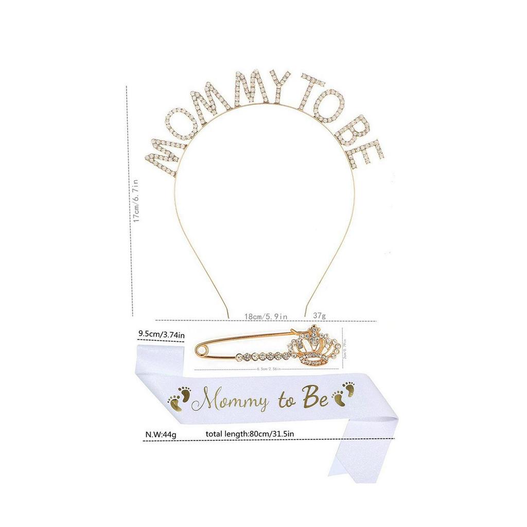Mommy to Be Sash Set Tiara Headband Sash Brooch Set for Party Supplies Celebration Boy Girl Gender Reveal Baby Shower Birthday