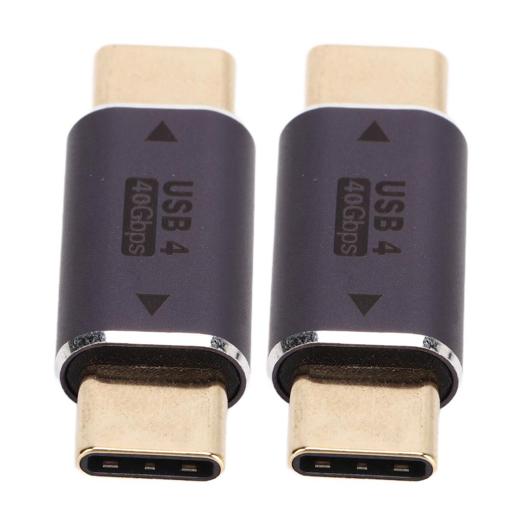 2Pcs Type C Male To Type C Male Adapter 40Gbps 100W Straight Mini USB C Adapter for Laptop